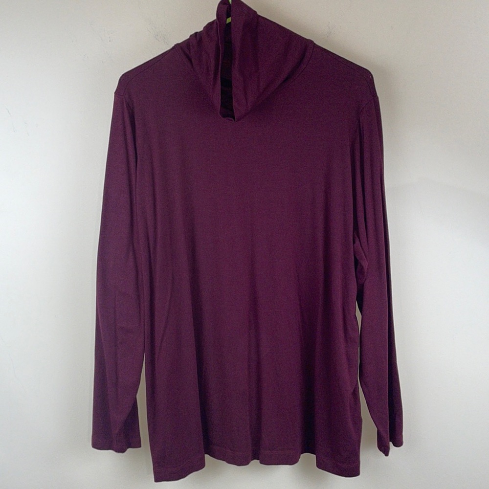 Lands End burgundy striped turtleneck long sleeve shirt